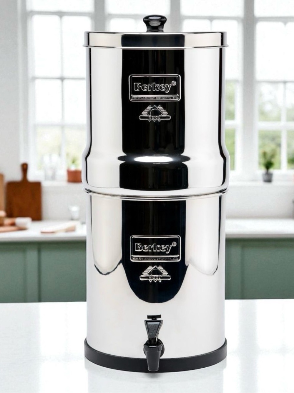Travel Berkey Gravity Water Filter System w/2 Filters 1.5 Gallons 18” Tall Used